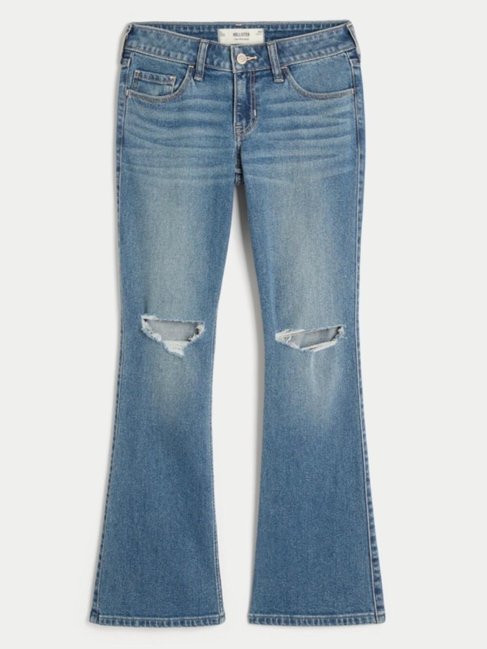NWT Women’s Hollister Low Rise Medium Wash Ripped Bootcut Jeans Size 12 Long